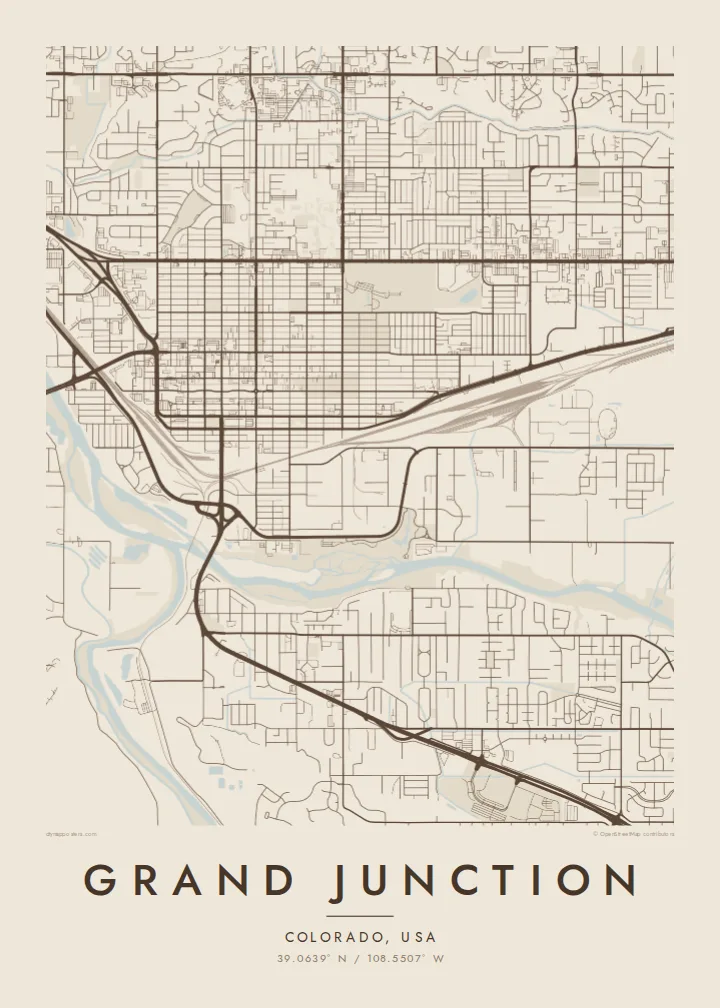 Grand Junction map poster — Sand