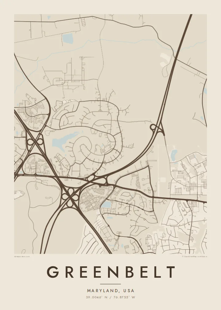 Greenbelt map poster — Sand style