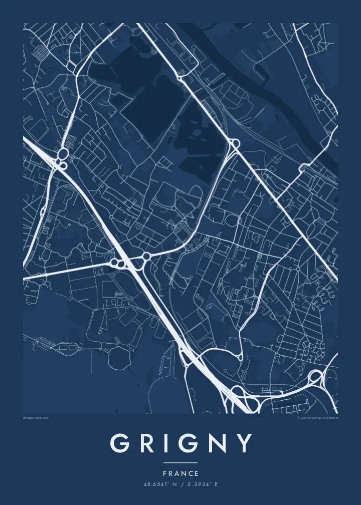 Grigny map poster — Blueprint