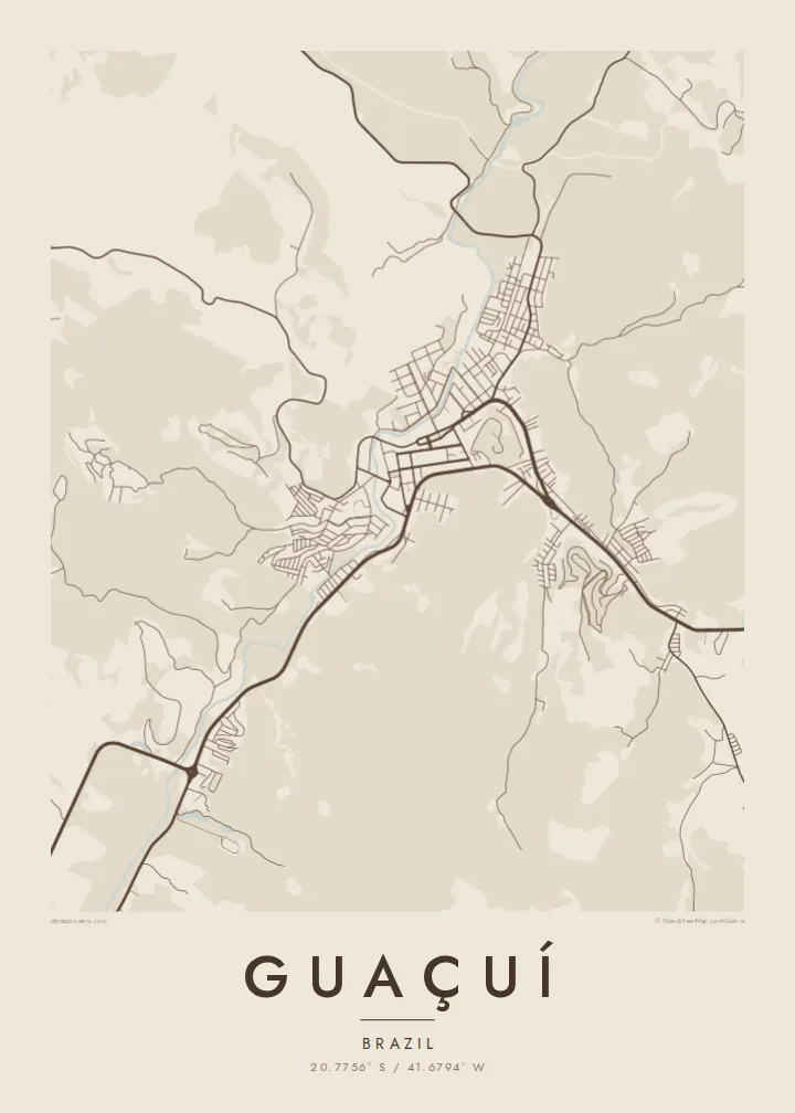 Guaçuí map poster — Sand