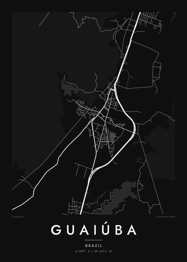 Guaiúba map poster — Noir style