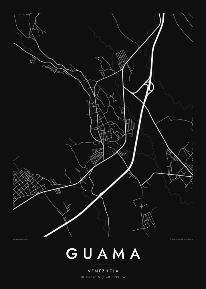 Guama map poster — Noir style