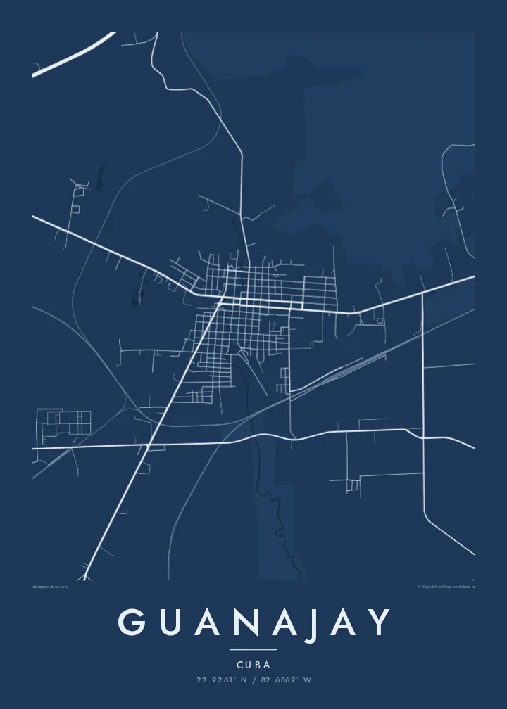 Guanajay map poster — Blueprint style