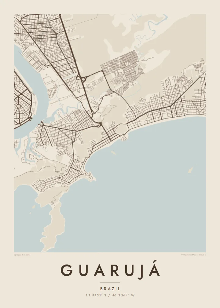 Guarujá map poster — Sand