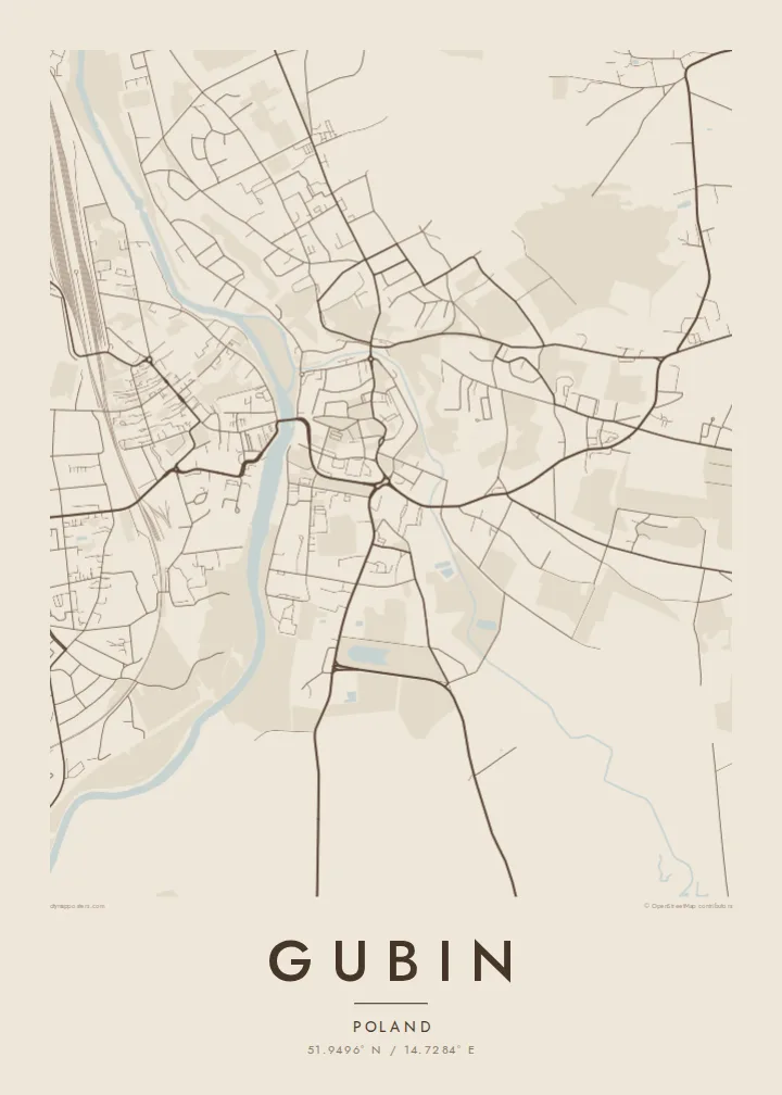 Gubin map poster — Sand