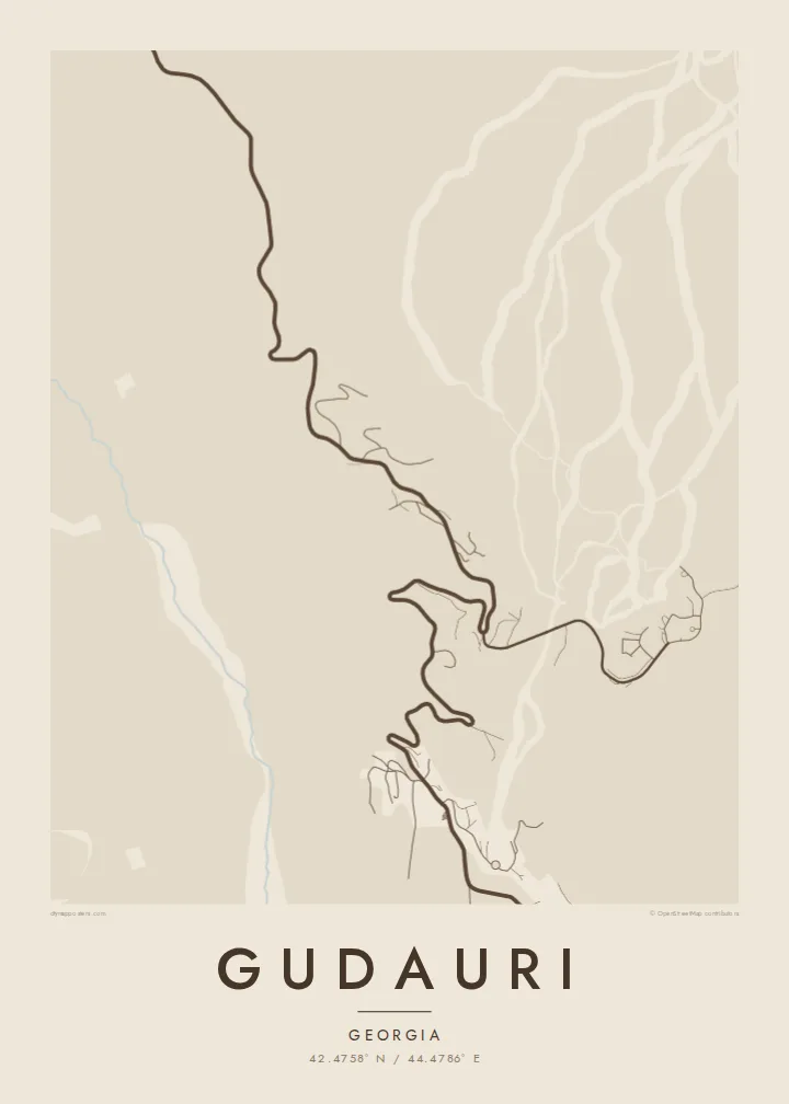 Gudauri map poster — Sand style