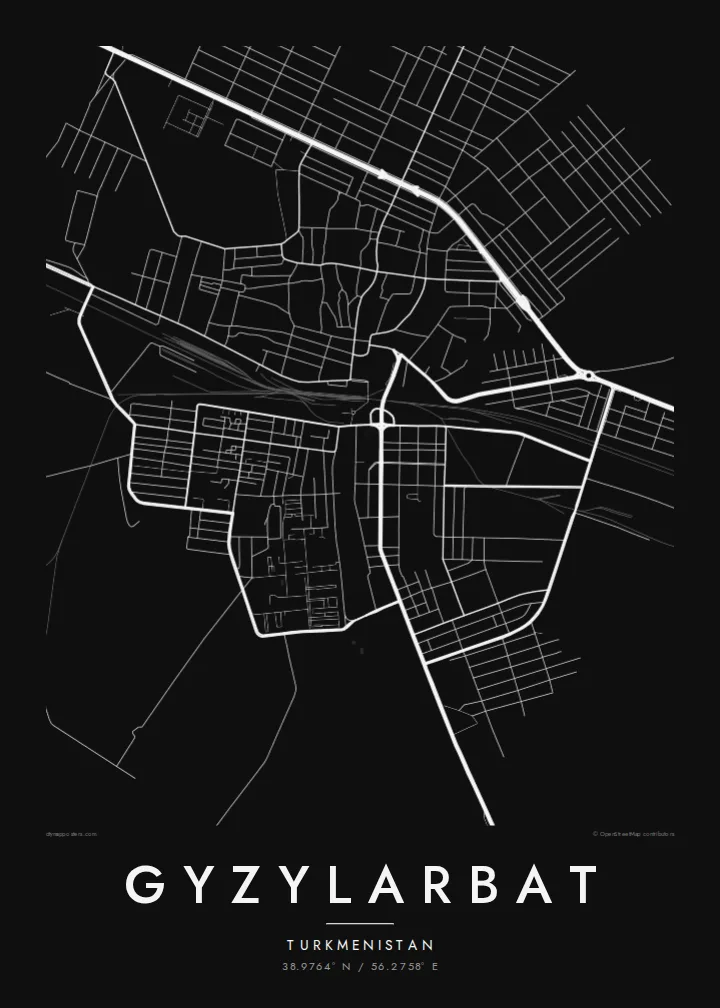Gyzylarbat map poster — Noir