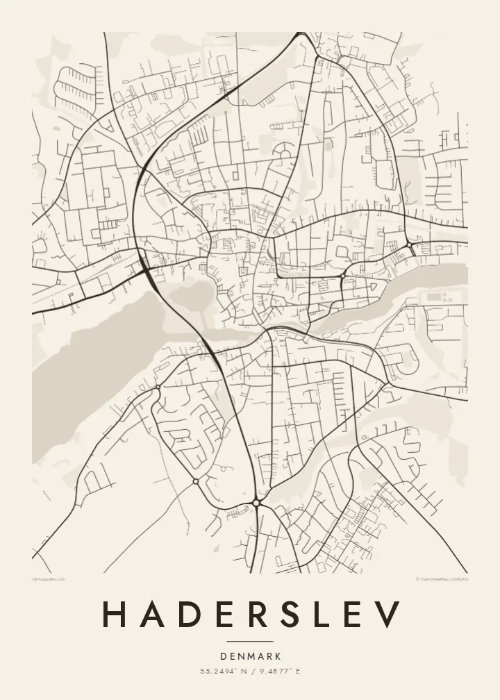 Haderslev map poster — Paper style