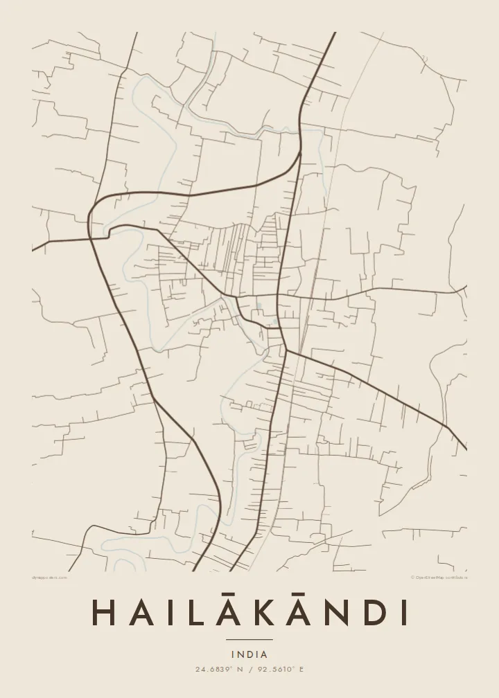 Hailākāndi map poster — Sand