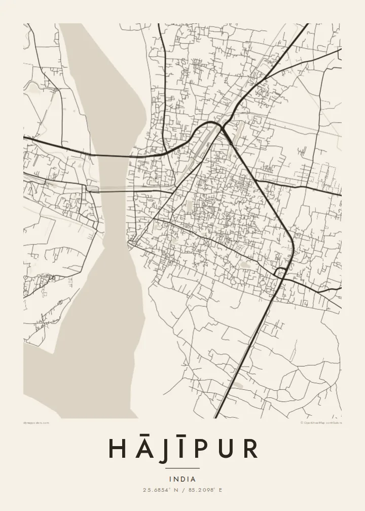 Hājīpur map poster — Paper style