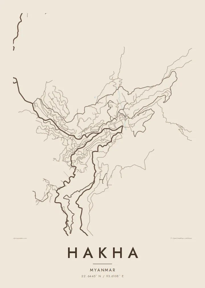 Hakha map poster — Sand