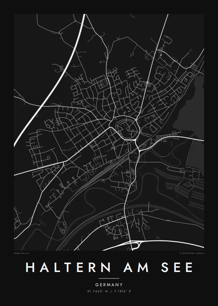 Haltern am See map poster — Noir style