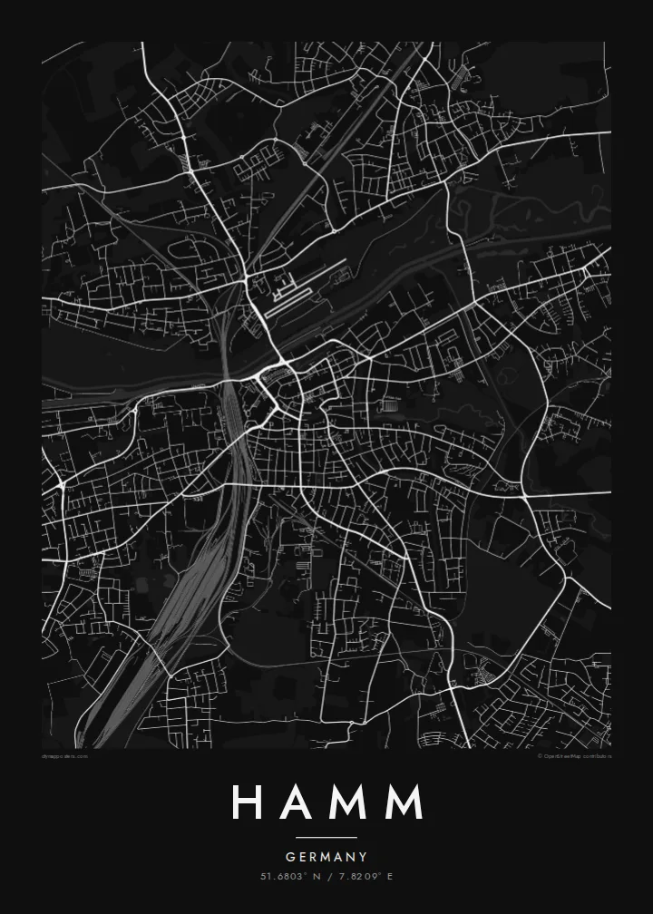 Hamm map poster — Noir style
