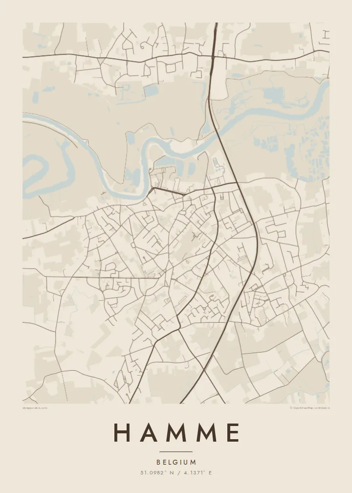 Hamme map poster — Sand