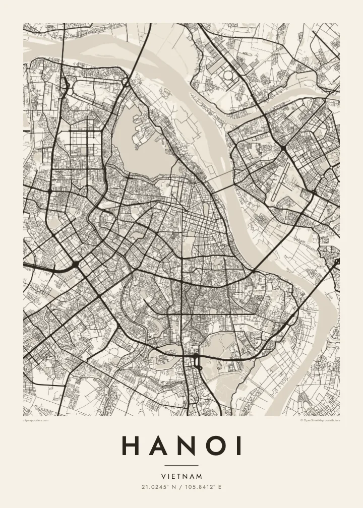 Hanoi map poster — Paper