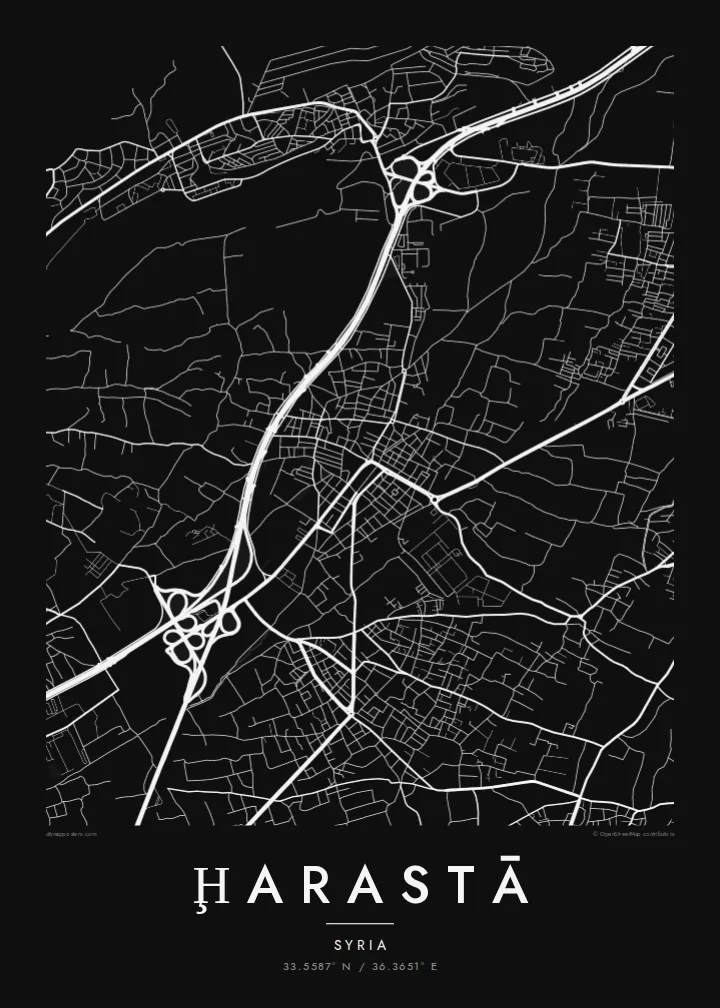 Ḩarastā map poster — Noir style
