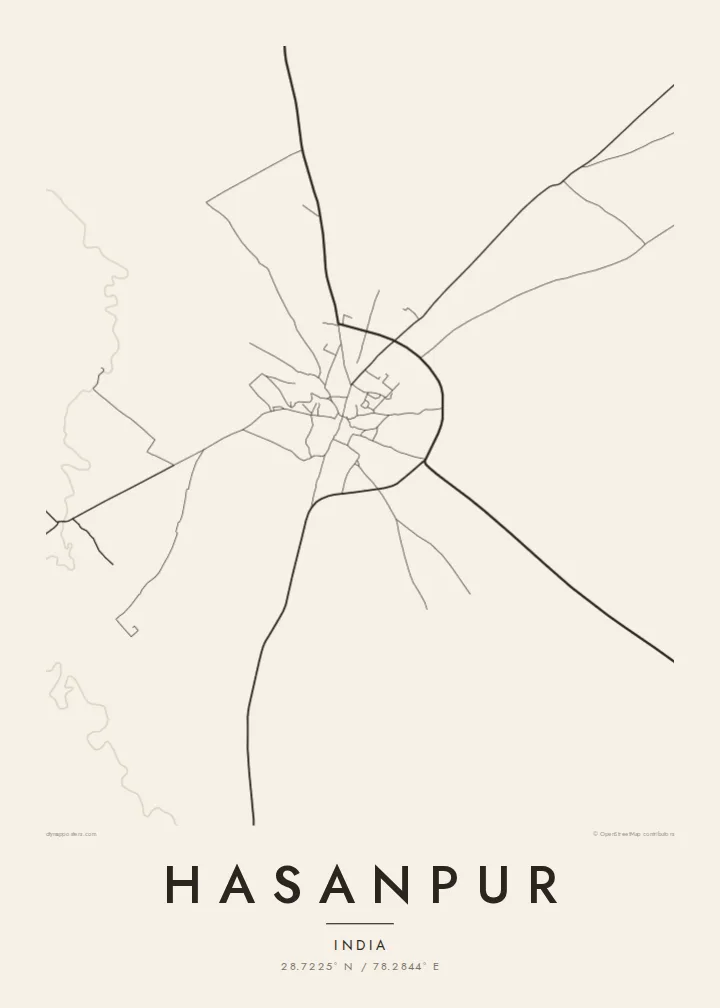 Hasanpur map poster — Paper style