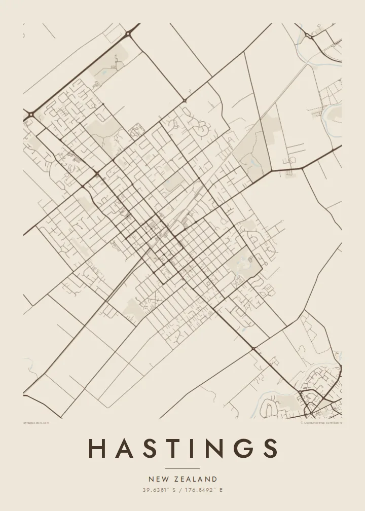 Hastings map poster — Sand style