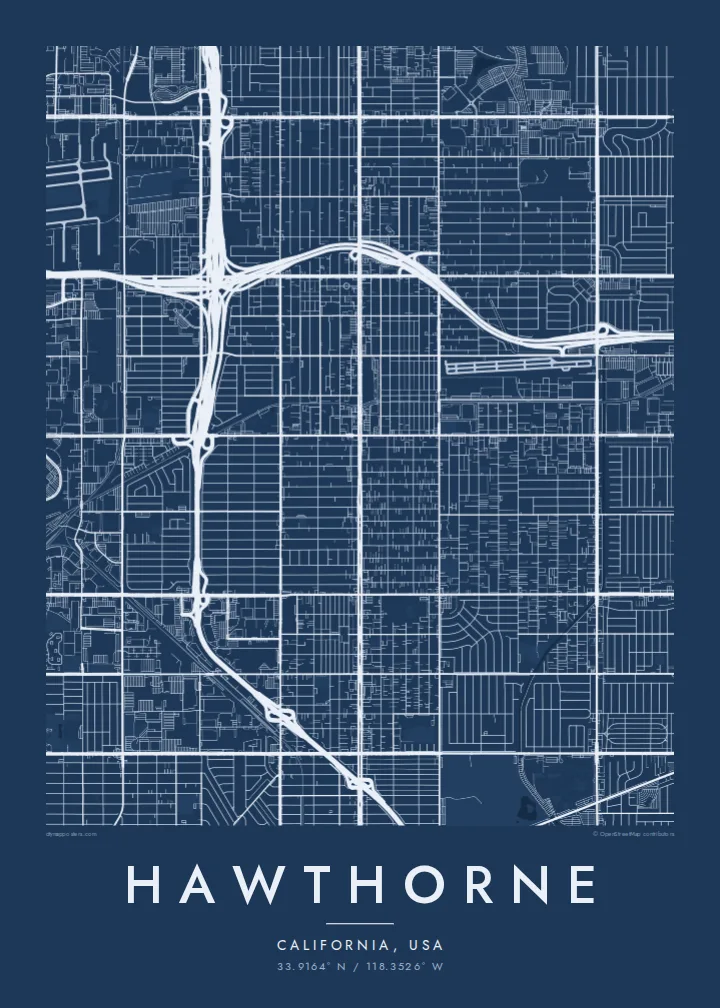 Hawthorne map poster — Blueprint