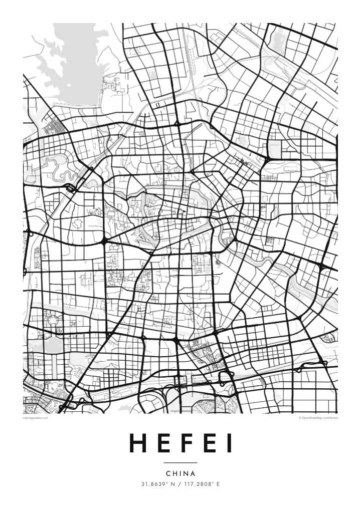 Hefei map poster — Classic