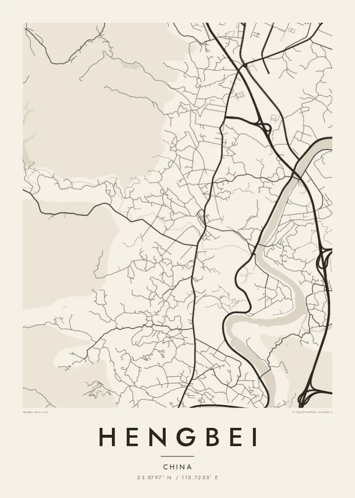 Hengbei map poster — Paper style
