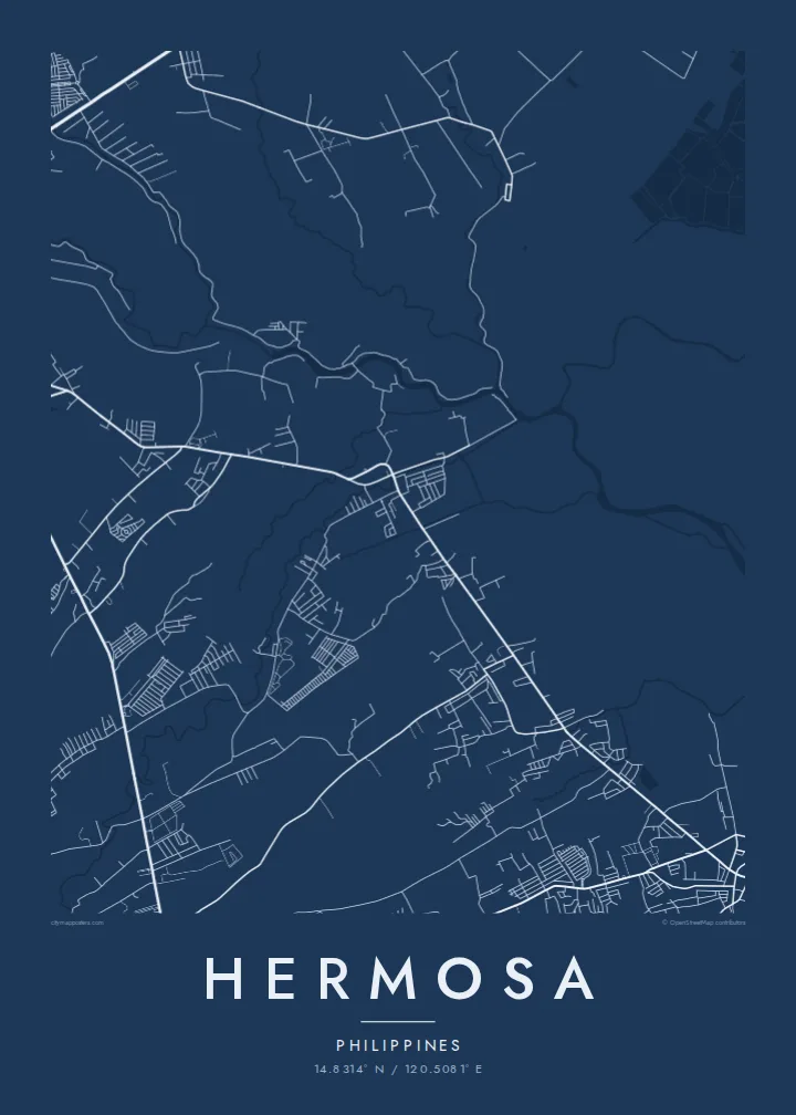 Hermosa map poster — Blueprint style