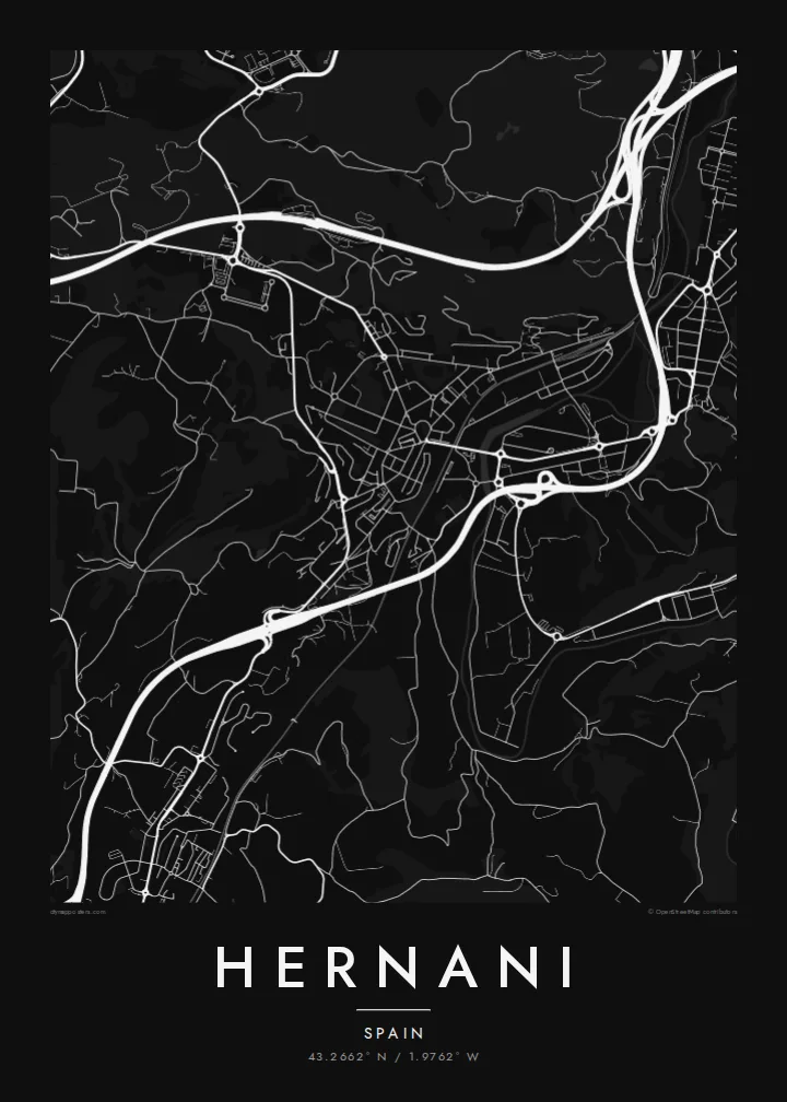 Hernani map poster — Noir style
