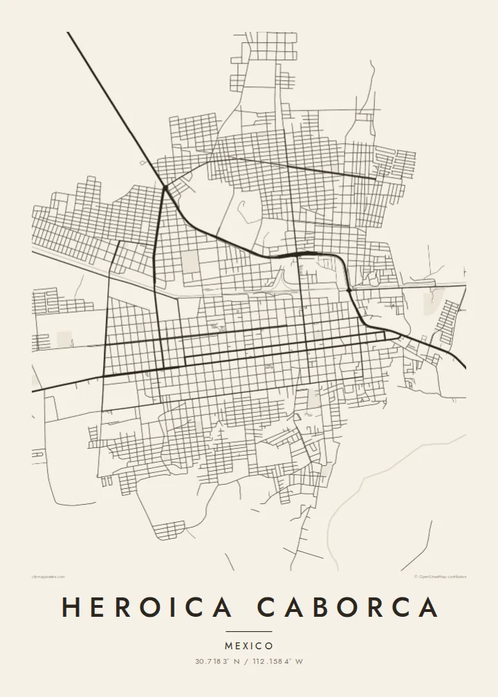 Heroica Caborca map poster — Paper