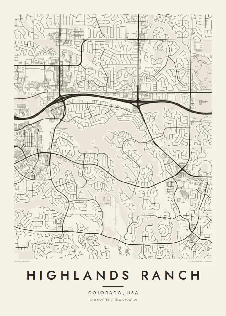 Highlands Ranch map poster — Paper