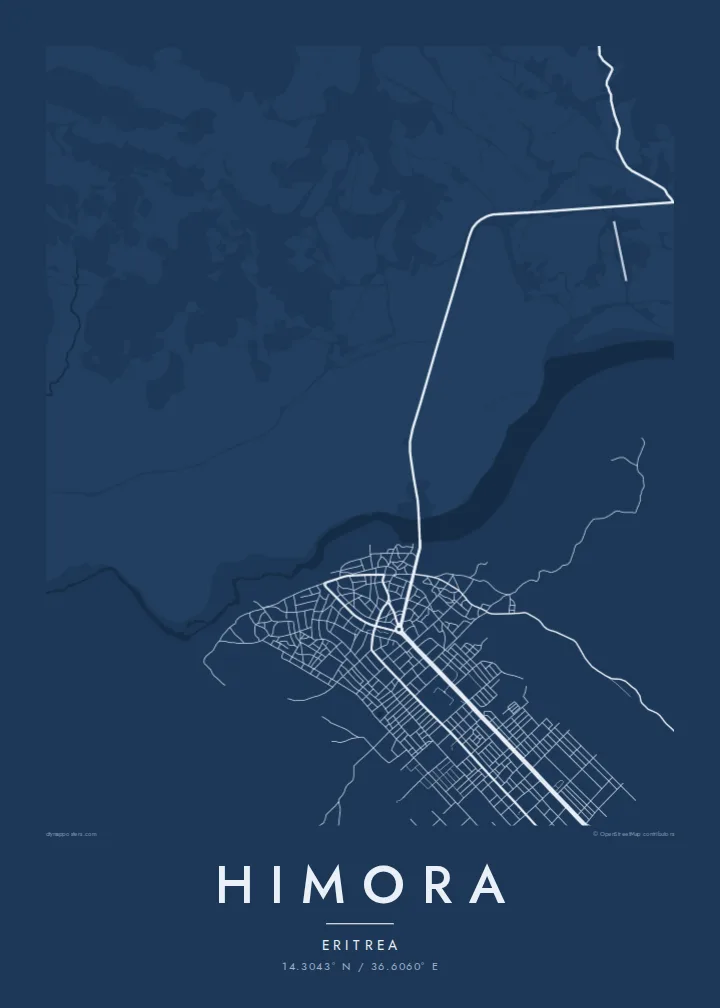 Himora map poster — Blueprint style