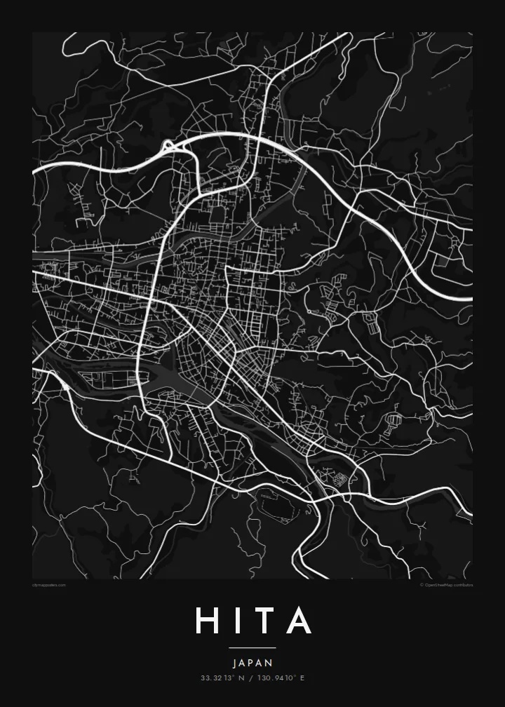 Hita map poster — Noir style