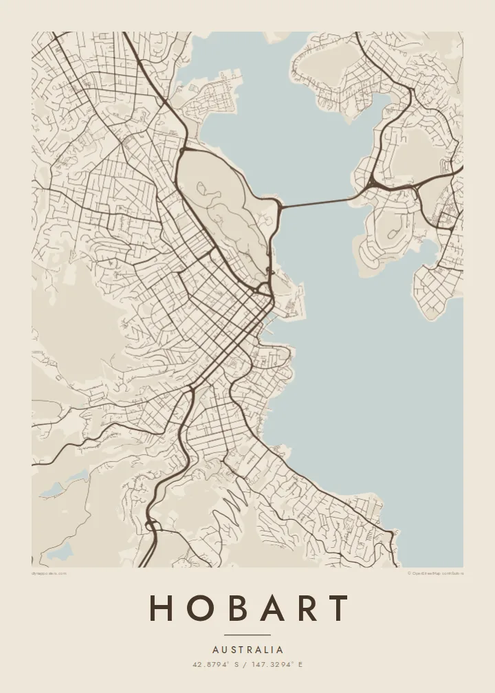 Hobart map poster — Sand
