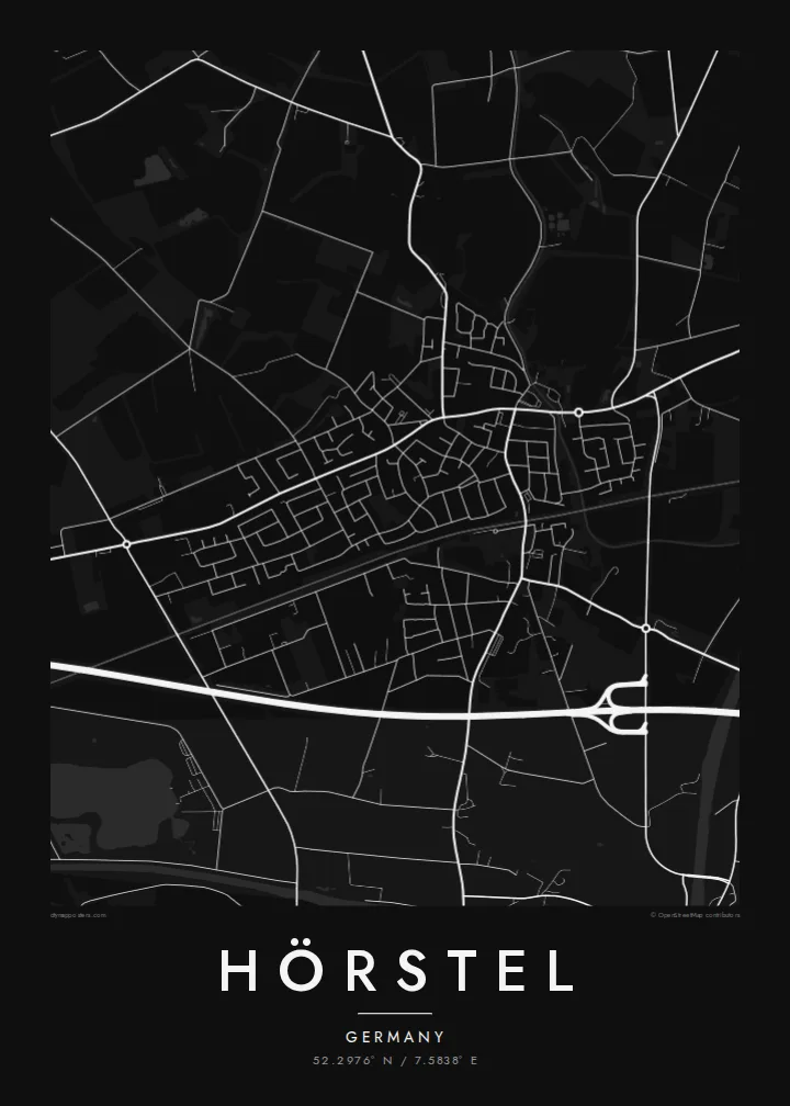 Hörstel map poster — Noir