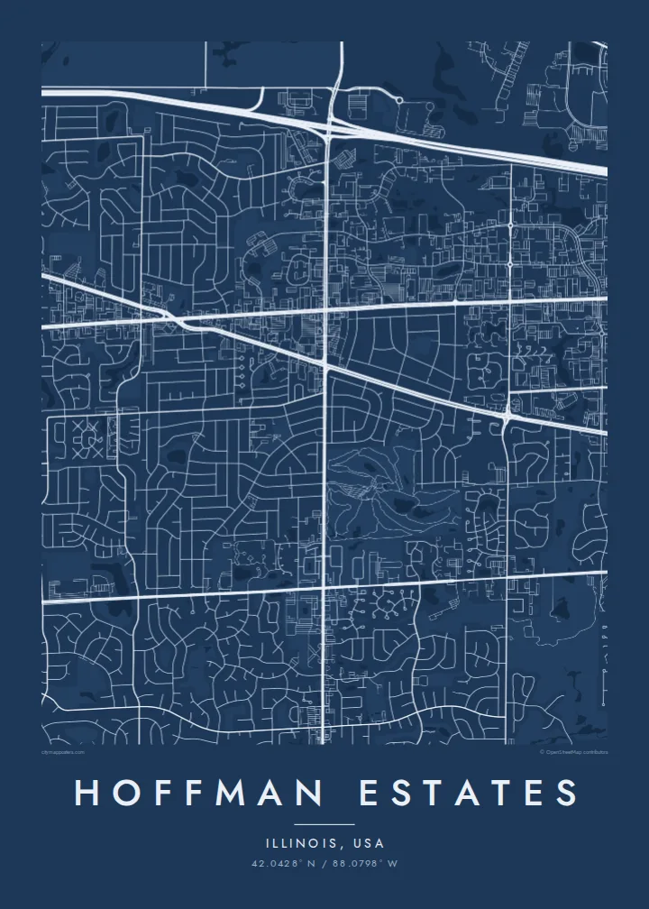 Hoffman Estates map poster — Blueprint