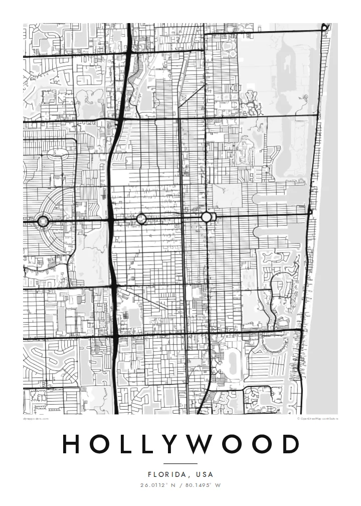Hollywood map poster — Classic