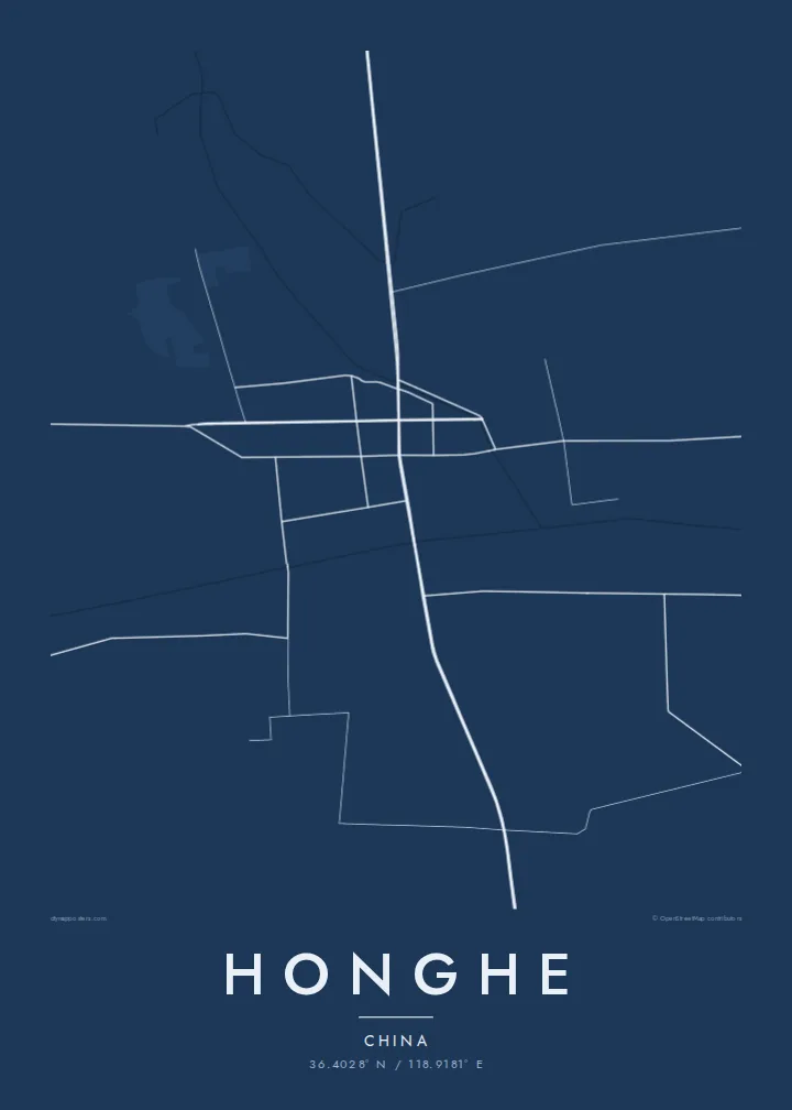 Honghe map poster — Blueprint style