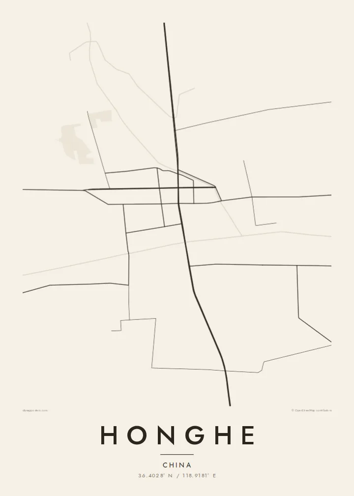 Honghe map poster — Paper style