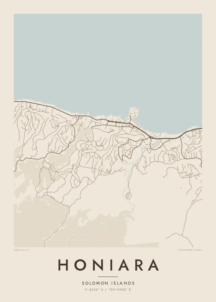 Honiara map poster — Sand style
