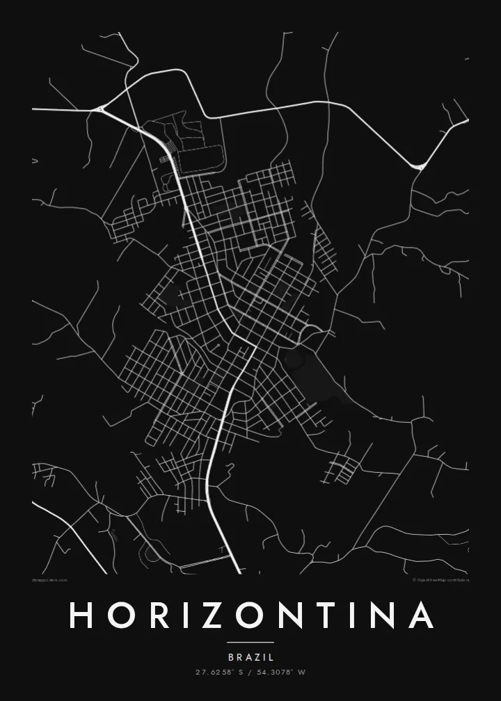 Horizontina map poster — Noir style