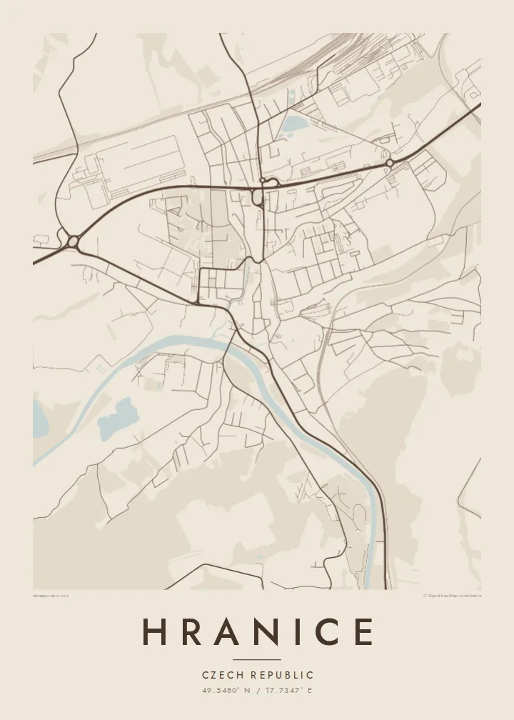 Hranice map poster — Sand style