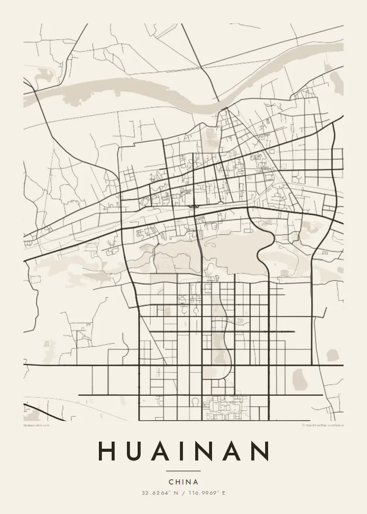 Huainan map poster — Paper