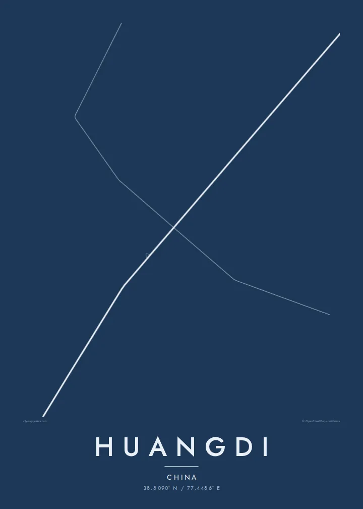Huangdi map poster — Blueprint style