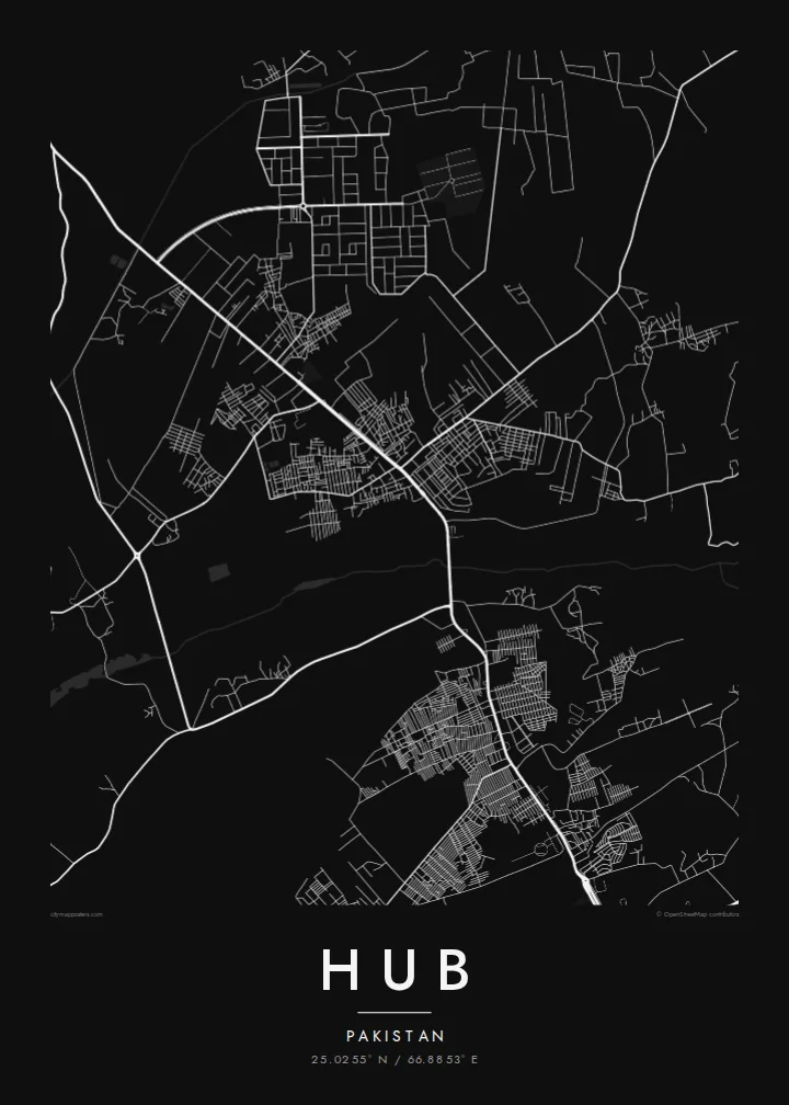 Hub map poster — Noir