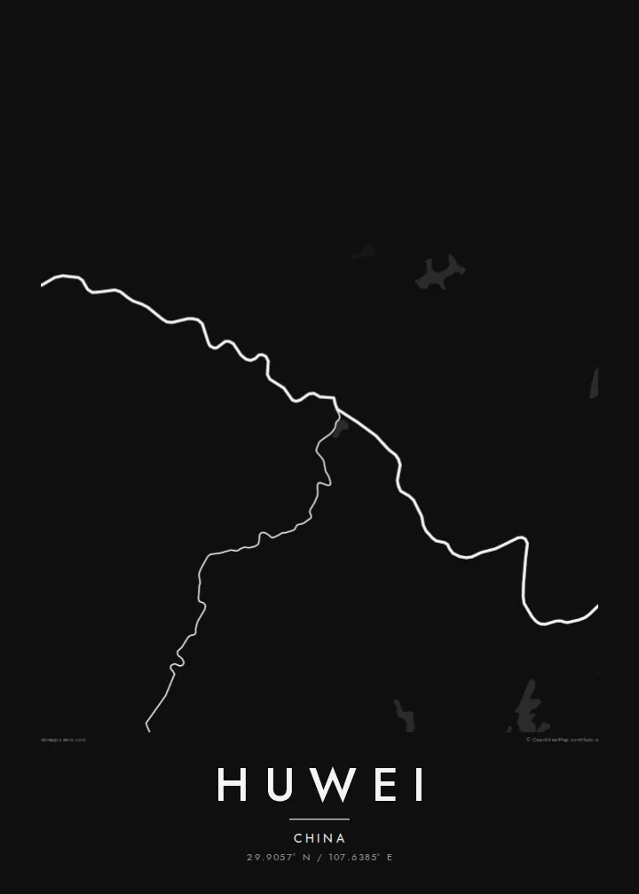 Huwei map poster — Noir