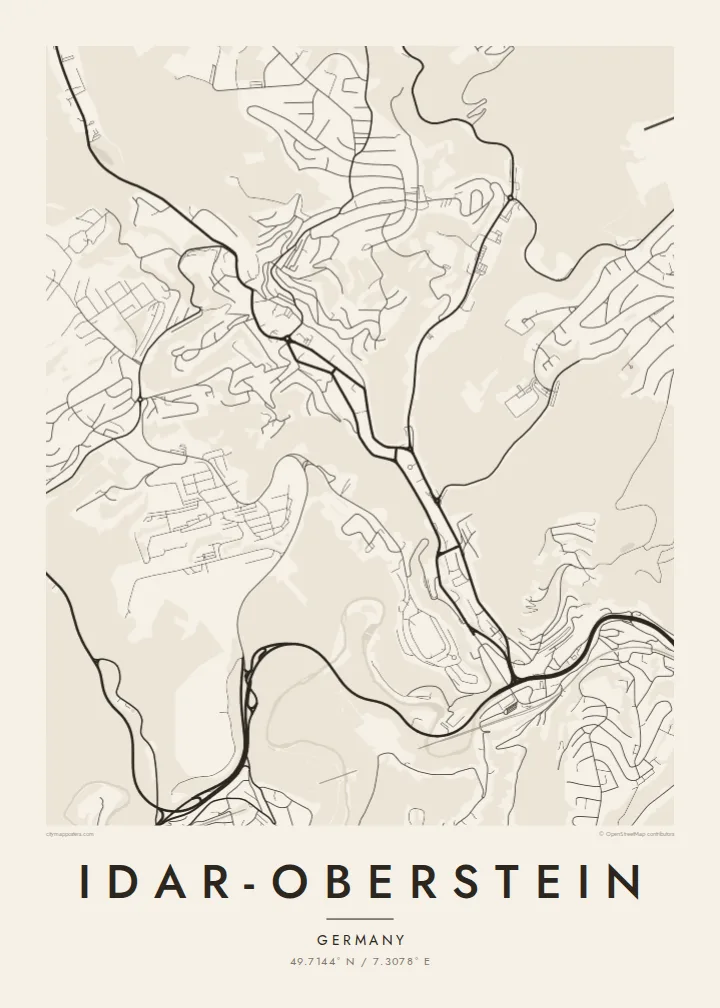 Idar-Oberstein map poster — Paper style
