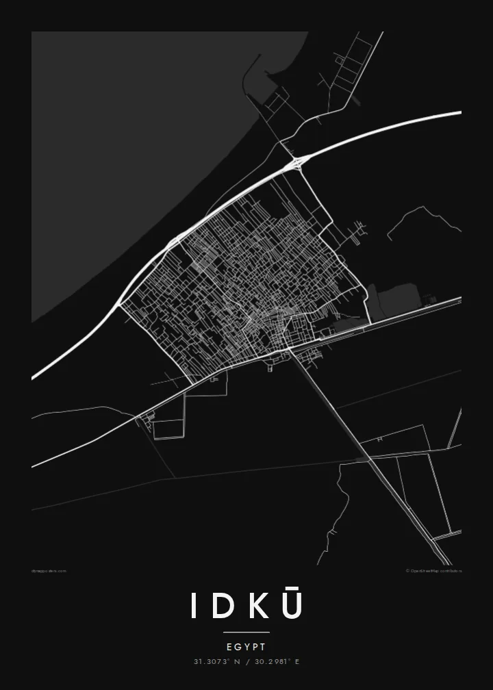 Idkū map poster — Noir style