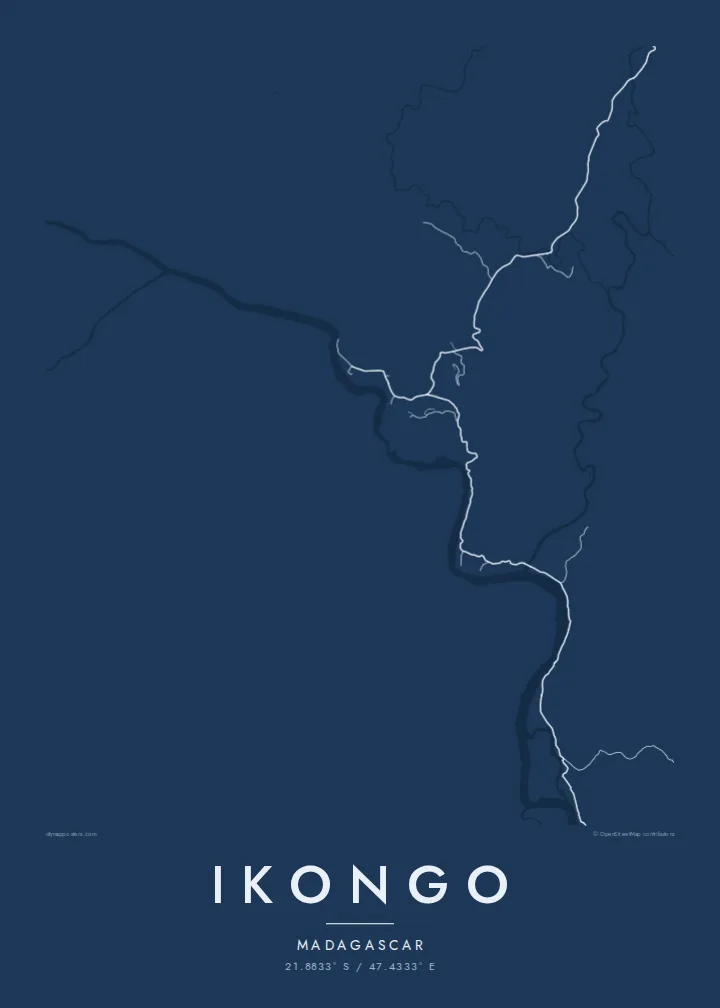Ikongo map poster — Blueprint style