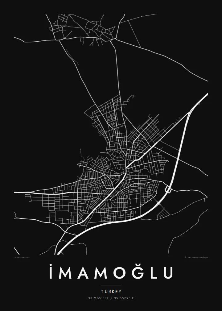 İmamoğlu map poster — Noir style