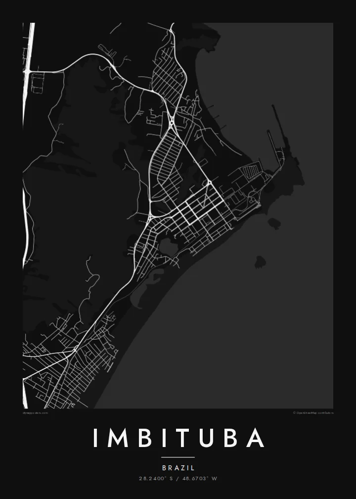 Imbituba map poster — Noir style