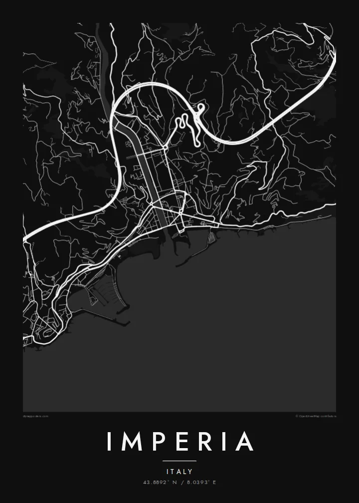 Imperia map poster — Noir style